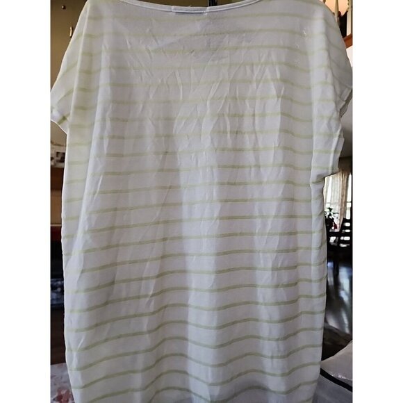 NWT Chloe K Women's Blouse Size Large Sleeveless White Striped Accent Sheer A105 - Picture 4 of 5